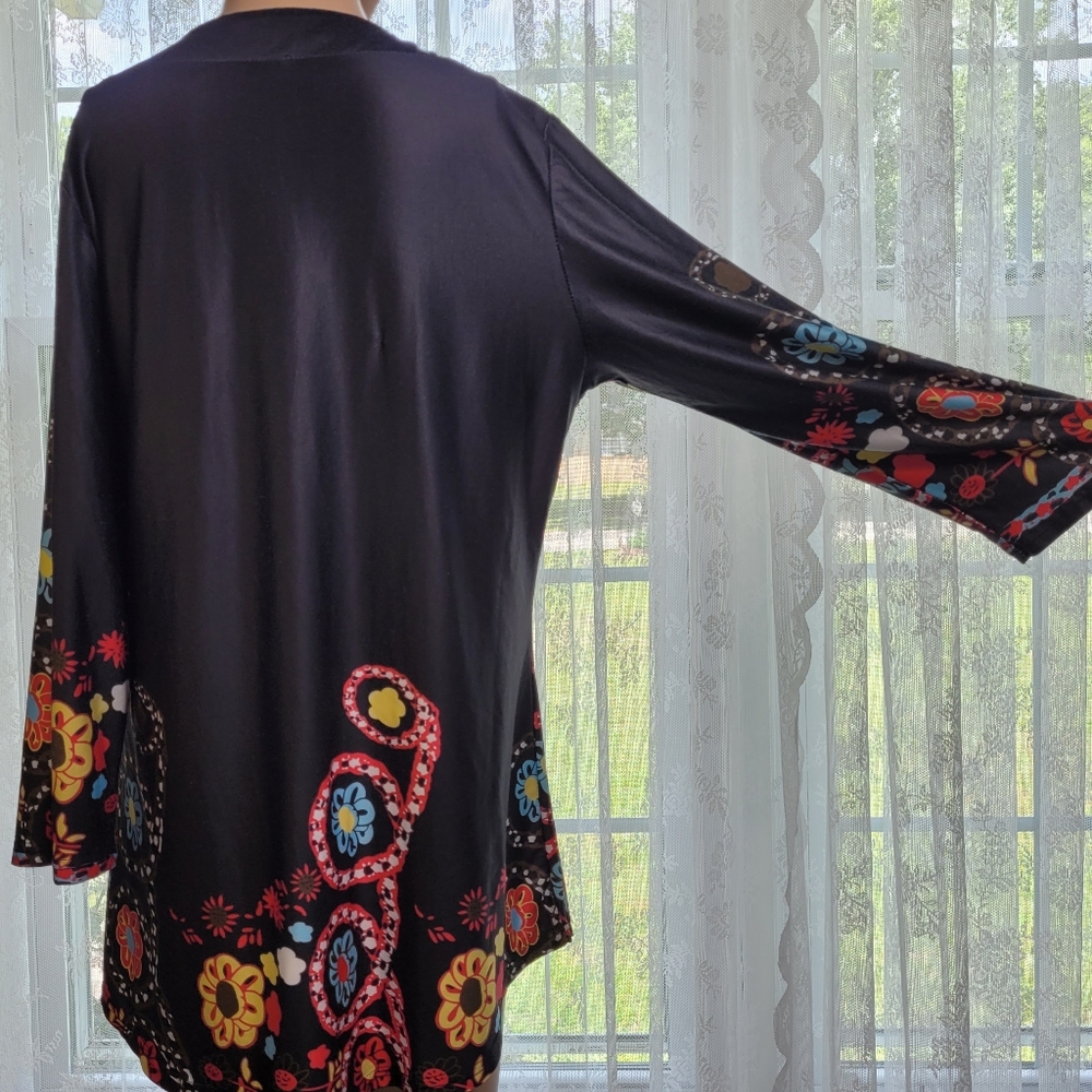 Tunic black with Bright Flowers xl - Picture 5 of 8